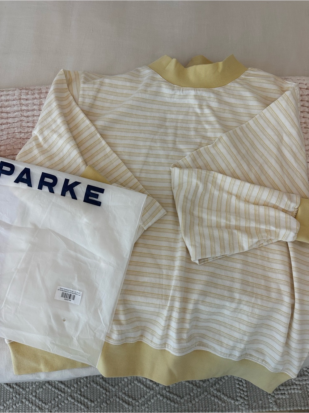 Parke Summerland yellow striped mockneck - Picture 1 of 5